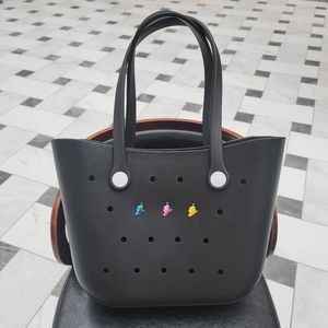 Rubber Tote Charm Bag with 3 Charms